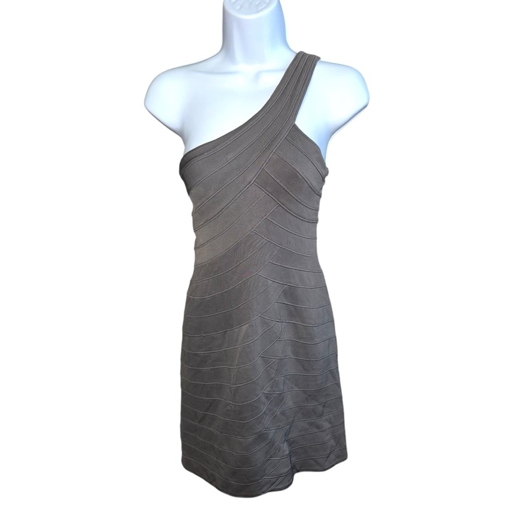 Women’s BCBG Maxazria Gray One Shoulder Bandage “Misty Morning” Dress - S